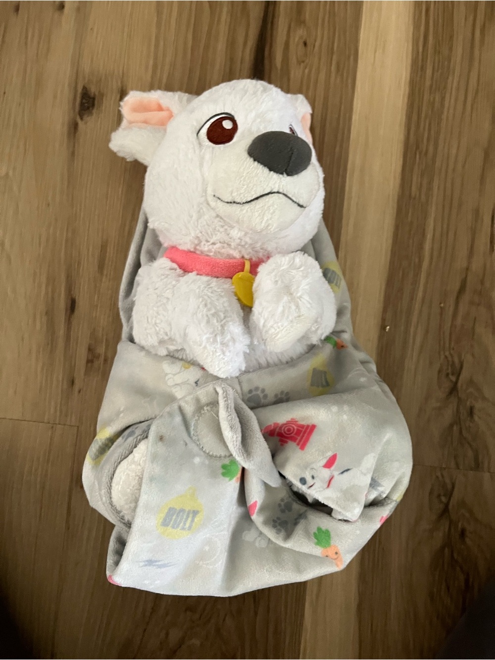 Disney Parks Babies Bolt in a Blanket Pouch Plush Toy Soft Puppy Dog Stuffey